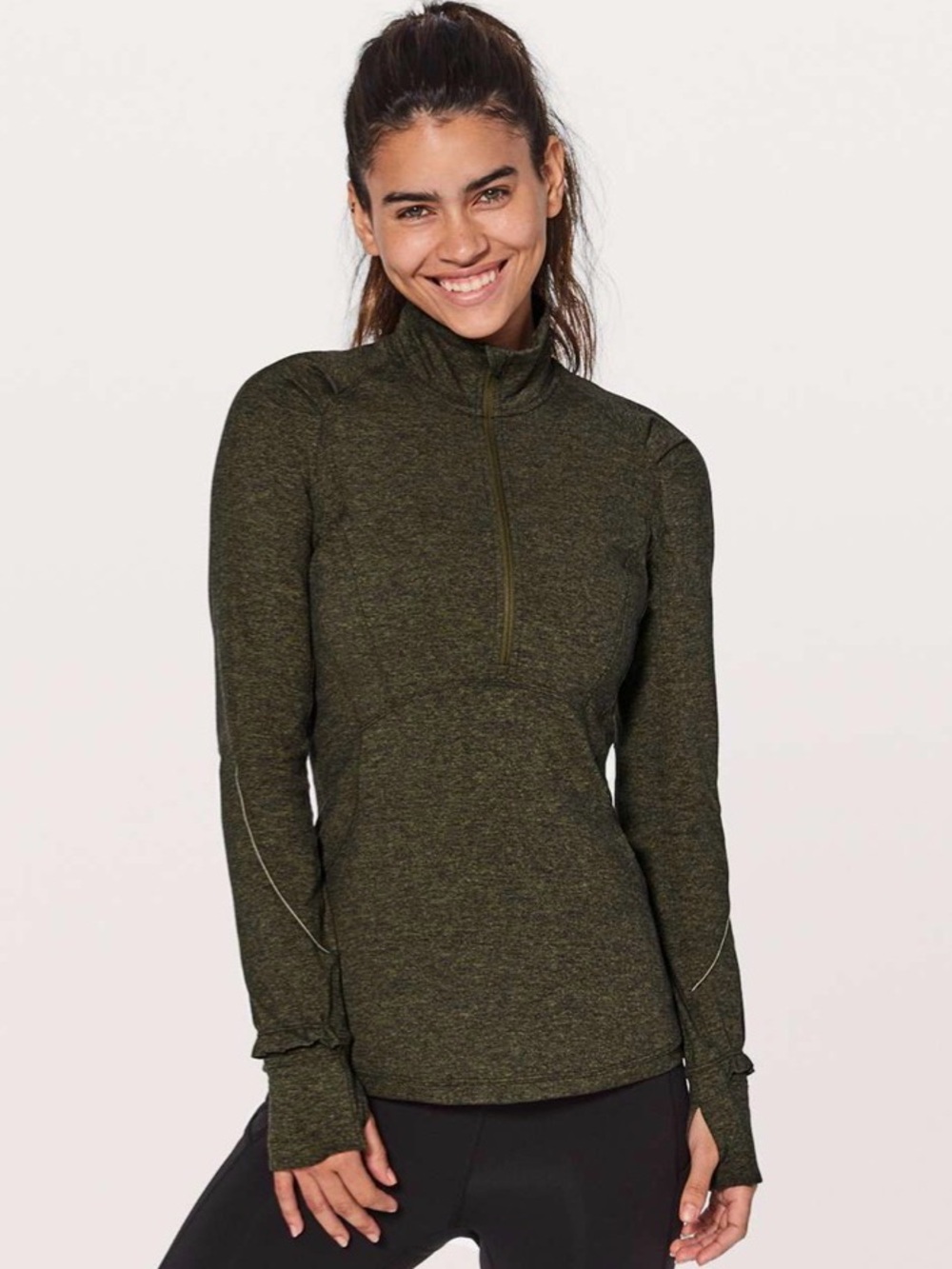 Lululemon Extra Mile 1/2 Zip Green Size 6
